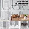 A room divider is shown in a living room setting, with text highlighting its features. Produktbild-Vorschau