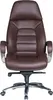 A brown leather office chair is shown from the front against a white background. Produktbild-Vorschau