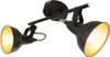A black metal ceiling lamp with two adjustable spotlights, shown against a white background. Produktbild-Vorschau