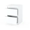 A white bedside table with two drawers, one slightly ajar. Voir les images du produit