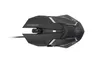 A black gaming mouse with white accents, shown from a top-down diagonal angle against a white background. Produktbild-Vorschau