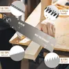 A person is using a Japanese pull saw to cut a piece of wood, with close-up insets showing different tooth configurations. Náhled obrázku produktu