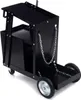 A black metal welding cart with wheels and chains, shown from a slightly elevated diagonal angle against a white background. Produktbild-Vorschau