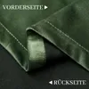 A close-up view of green velvet fabric, showing the front and back sides with stitching. Voir les images du produit