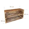 A wooden shelving unit with dimensions indicated. Náhled obrázku produktu