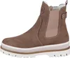 A side view of a brown and beige women's boot. Produktbild-Vorschau