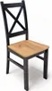 A single wooden chair with a black frame and a light brown wooden seat, shown against a white background. Produktbild-Vorschau