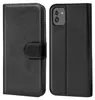 A black flip case for a smartphone is shown from two angles. Produktbild-Vorschau