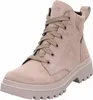 A single beige leather boot with brown laces is shown against a white background. Produktbild-Vorschau