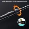 Close-up of a black telescopic rod with a section highlighted by fire effects, indicating adjustment. A small inset shows a shelf with a bottle on it. Náhľad obrázku produktu