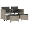 vidaXL Gartensofa 2-Sitzer mit Tisch und Hockern Hellgrau Produktbild-Vorschau 1