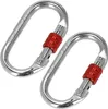 Two silver carabiners with red locking mechanisms are shown against a white background. Produktbild-Vorschau