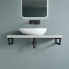 A modern bathroom sink with a wall-mounted console and faucet. Produktbild-Vorschau