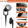 A product image showcasing a landscape spotlight with various feature callouts and dimensions. Náhled obrázku produktu