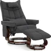 A dark gray recliner chair with a matching ottoman, presented on a white background. Produktbild-Vorschau