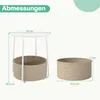 A diagram showing the dimensions of a side table with a storage basket. Anteprima dell’immagine prodotto