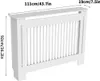 A white radiator cover with dimensions indicated by text overlays. Podgląd zdjęcia produktu
