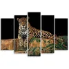 5-teiliges leinwandbild leopard panther katze tier 150x100 Produktbild-Vorschau 2