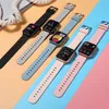 A collection of smartwatches with different colored bands arranged diagonally on a multi-colored background. Náhled obrázku produktu