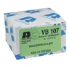 A white cardboard box with blue patterns and a green label with product information. Produktbild-Vorschau