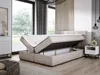 A bedroom scene featuring a bed with its storage compartments open. Produktbild-Vorschau