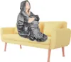 Grauer TV-Poncho mit Kapuze - Pelzbesatz, warm, lange Produktbild-Vorschau 4