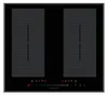A top-down view of a black induction cooktop with two cooking zones and a digital control panel. Produktbild-Vorschau