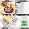 A collage of images showcasing different features and uses of a kitchen trolley, including food preparation, storage, and organization. Produktbild-Vorschau