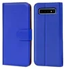 A blue flip case for a smartphone is shown from two angles. Produktbild-Vorschau