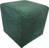 A dark green corduroy ottoman is shown against a white background.