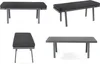 Four different views of a modern outdoor bench and a coffee table. Produktbild-Vorschau