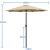 A beige patio umbrella with a black pole and stand, shown against a white background with measurement annotations. Produktbild-Vorschau