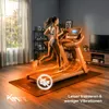 A woman is running on a treadmill in a home gym setting, with a glowing effect around the treadmill and a no-sound icon. Produktbild-Vorschau