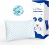 A pillow and its packaging are displayed against a white background. Produktbild-Vorschau