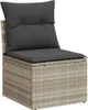 10-tlg. Garten-Sofagarnitur mit Kissen Hellgrau Poly Rattan Produktbild-Vorschau 8