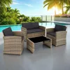 Salon bas de jardin LUCQUES 4 places - marron naturel/gris Voir les images du produit 9