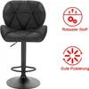 A black bar stool is shown next to marketing icons and text. Produktbild-Vorschau