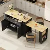Îlot de cuisine Flieks avec plan de travail extensible, Voir les images du produit 3