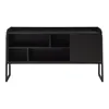 A black cabinet with multiple shelves and a door, shown from the front against a white background. Podgląd zdjęcia produktu