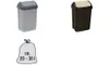 Three images showing two different trash cans and a trash bag with size indication. Náhľad obrázku produktu