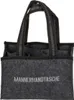 A dark gray felt tote bag with black trim and handles, designed to hold six bottles. Produktbild-Vorschau