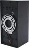 The back of a black outdoor LED wall light fixture is shown, with mounting hardware and wiring visible. Náhled obrázku produktu