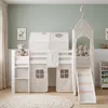 Homestyle4u Hochbett 90x200 Kinder Weiß mit Tunnel und Turm Produktbild-Vorschau 23