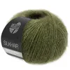 A ball of green yarn with a black label. Produktbild-Vorschau