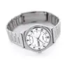 A silver Casio watch with a white face on a white background. Produktbild-Vorschau