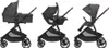 A collage of three images showing a baby stroller in different configurations. Produktbild-Vorschau