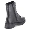 A black leather boot shown from the side and back on a white background. Produktbild-Vorschau