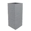 A tall, square, gray planter with a textured brick-like pattern. Produktbild-Vorschau