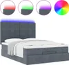 Ottoman-Bett mit Matratzen & LEDs Dunkelgrau 140x200 cm Produktbild-Vorschau 1