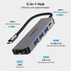 A VOOMY 5-in-1 USB-C hub is shown with callouts to its various ports and features. Produktbild-Vorschau